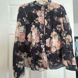 Floral Black Blouse